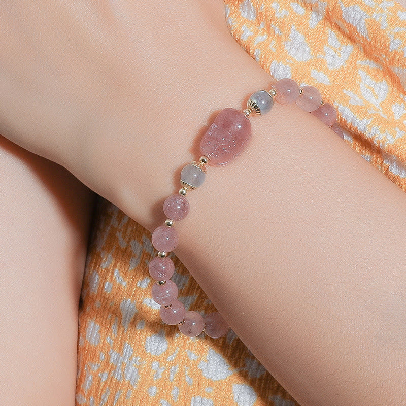 Bracelet de guérison PiXiu en pierre de Buddha Stones et tourmaline