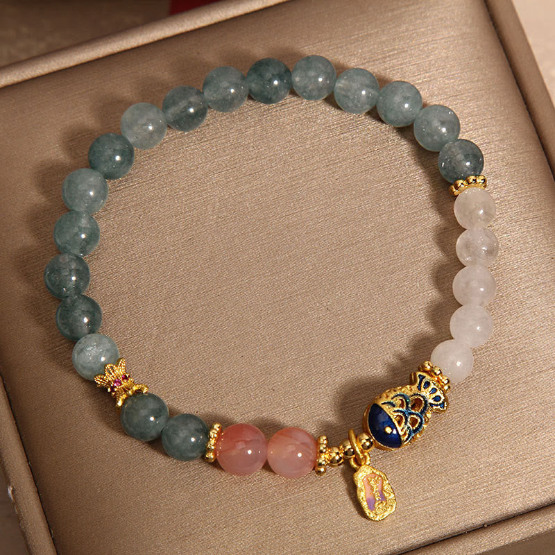 Bracelet porte-bonheur en jade et agate Yanyuan en Buddha Stones, jade blanc, poisson koï