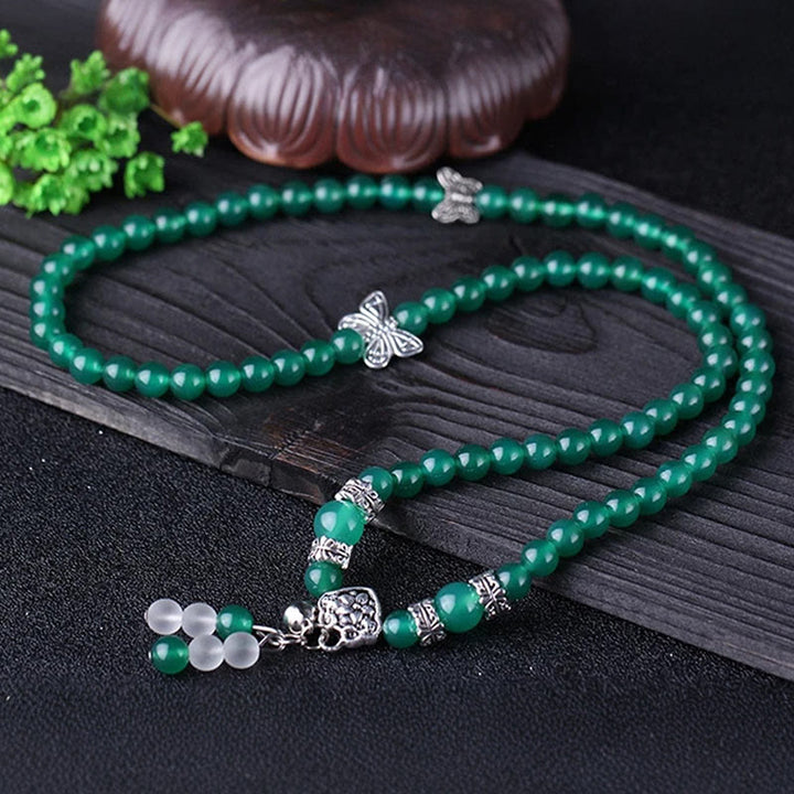 Bracelet de soutien papillon en agate verte naturelle de Buddha Stones