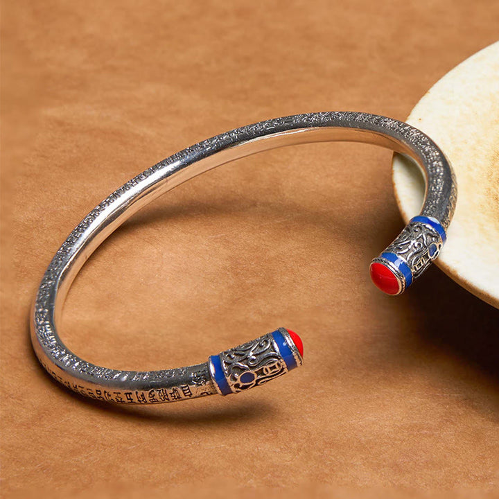 Bracelet de guérison en cuivre sculpté Buddha Stones et Sutra du cœur