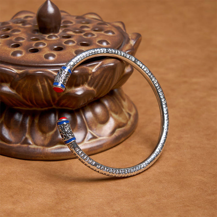 Bracelet de guérison en cuivre sculpté Buddha Stones et Sutra du cœur