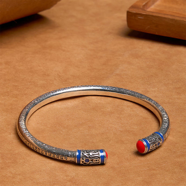 Bracelet de guérison en cuivre sculpté Buddha Stones et Sutra du cœur