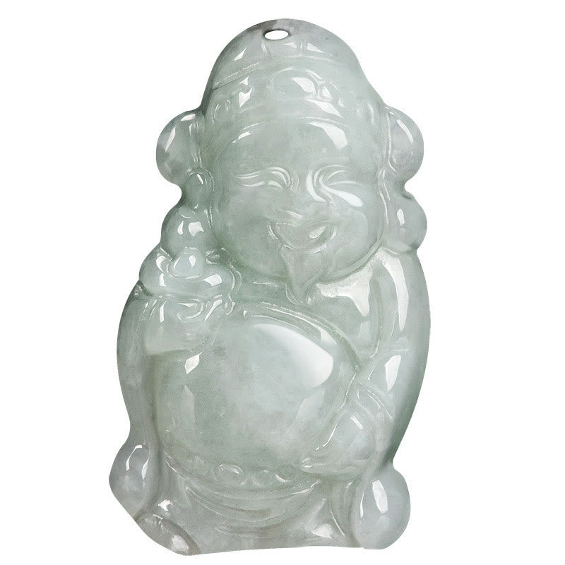 Collier pendentif porte-bonheur en lingot de jade naturel de Buddha Stones naturelles du dieu chinois de la richesse
