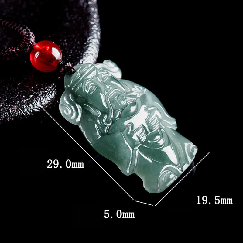 Collier pendentif en lingot de jade vert naturel de Buddha Stones naturelles, dieu chinois de la richesse, pendentif en abondance