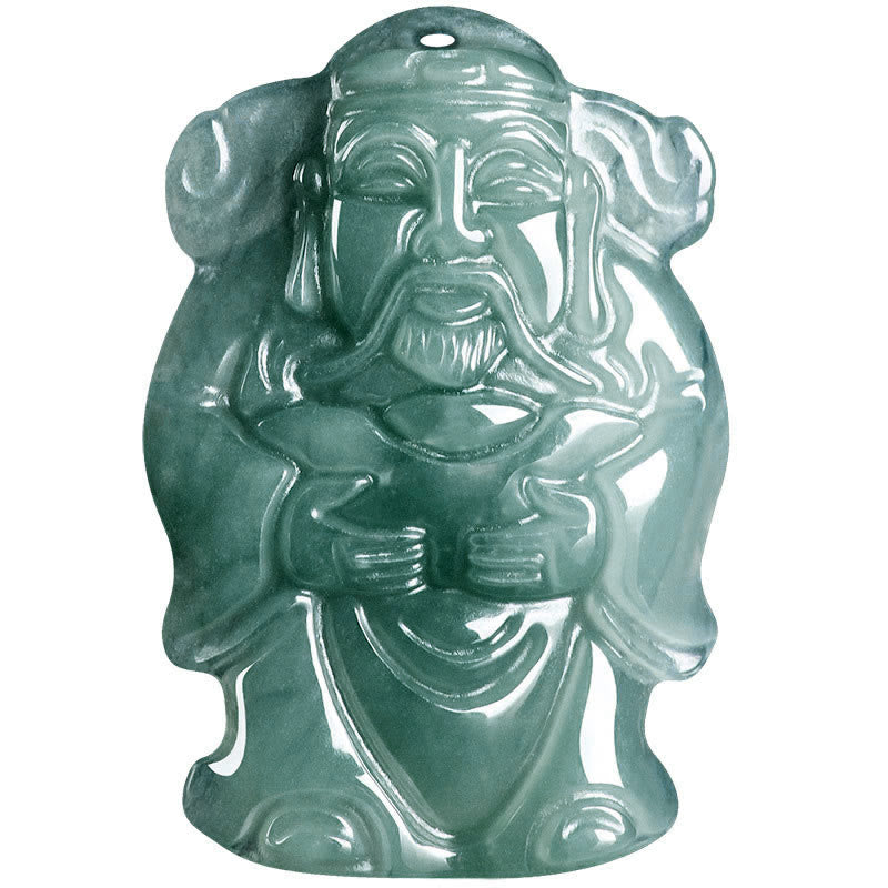 Collier pendentif en lingot de jade vert naturel de Buddha Stones naturelles, dieu chinois de la richesse, pendentif en abondance
