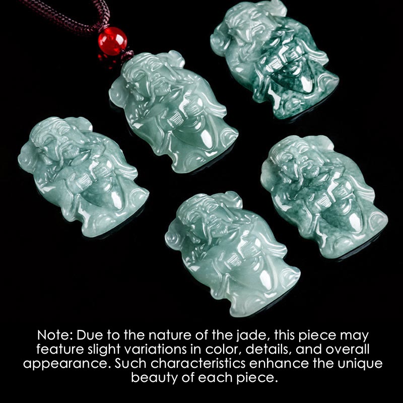 Collier pendentif en lingot de jade vert naturel de Buddha Stones naturelles, dieu chinois de la richesse, pendentif en abondance