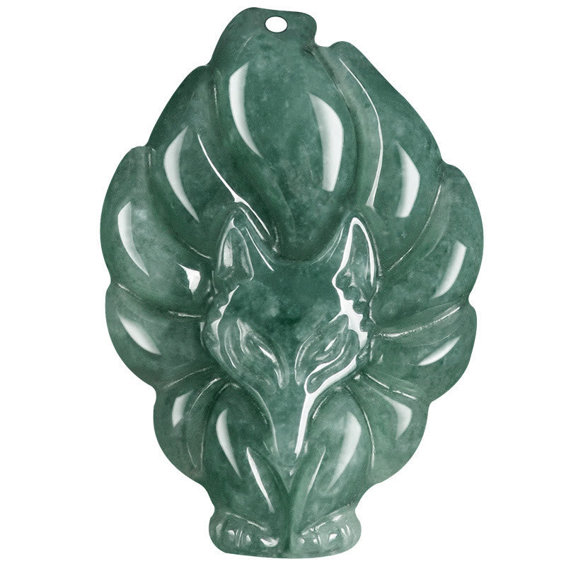 Collier pendentif porte-bonheur en jade vert naturel à neuf Buddha Stones