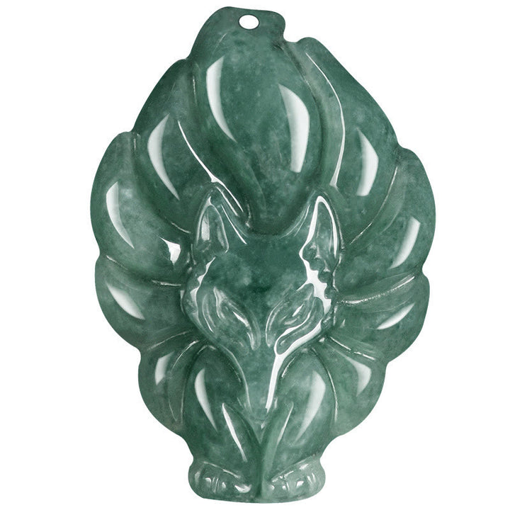 Collier pendentif porte-bonheur en jade vert naturel à neuf Buddha Stones