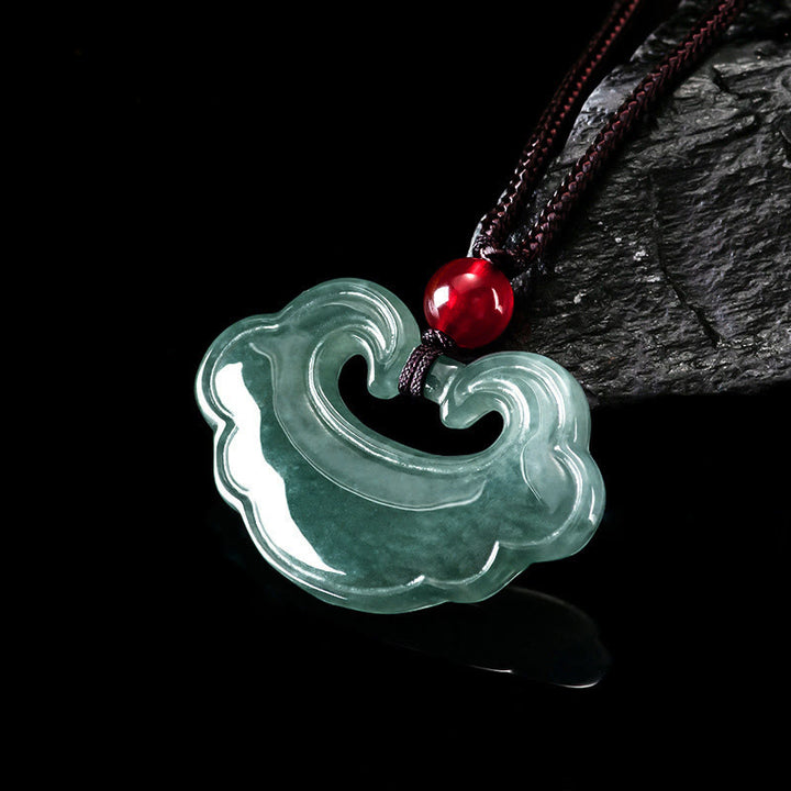Collier pendentif porte-bonheur en jade vert naturel Buddha Stones