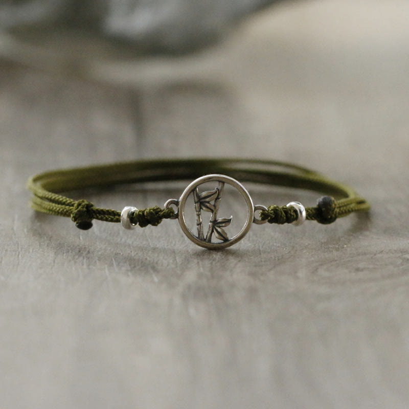 Bracelet porte-bonheur en argent sterling 925 et bambou Buddha Stones