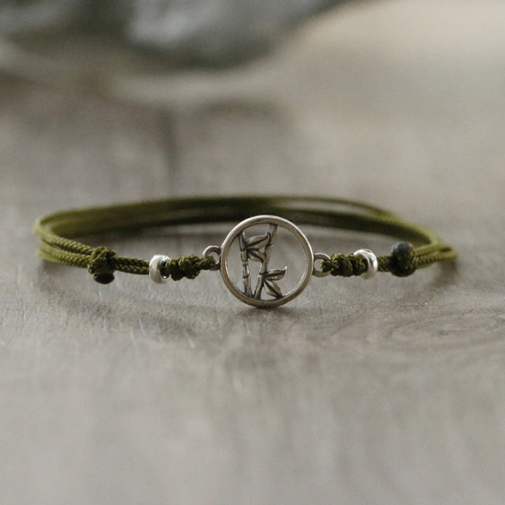 Bracelet porte-bonheur en argent sterling 925 et bambou Buddha Stones