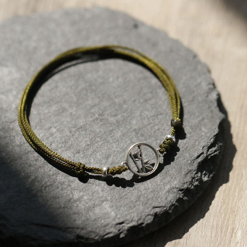 Bracelet porte-bonheur en argent sterling 925 et bambou Buddha Stones