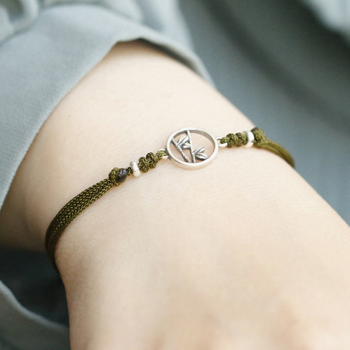 Bracelet porte-bonheur en argent sterling 925 et bambou Buddha Stones