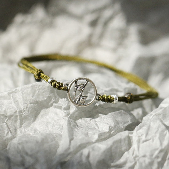Bracelet porte-bonheur en argent sterling 925 et bambou Buddha Stones