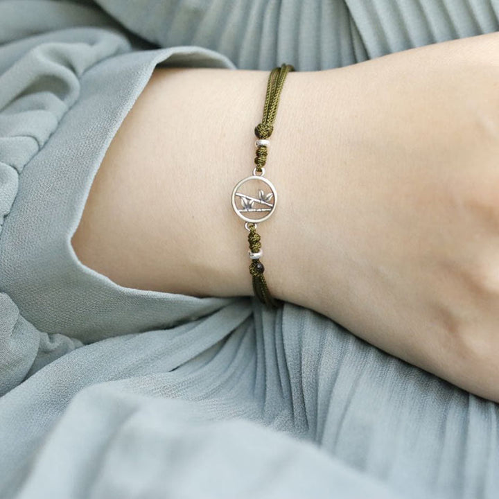 Bracelet porte-bonheur en argent sterling 925 et bambou Buddha Stones