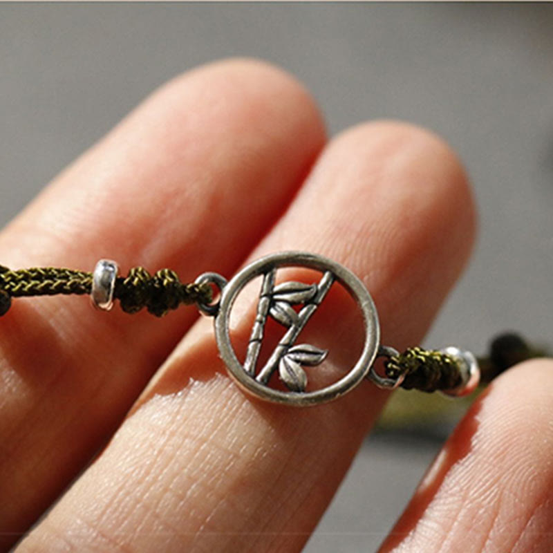 Bracelet porte-bonheur en argent sterling 925 et bambou Buddha Stones