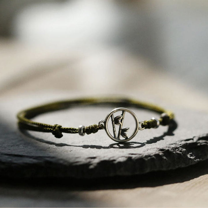Bracelet porte-bonheur en argent sterling 925 et bambou Buddha Stones