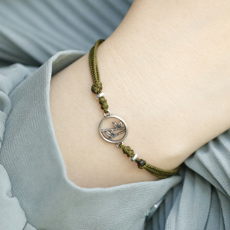 Bracelet porte-bonheur en argent sterling 925 et bambou Buddha Stones