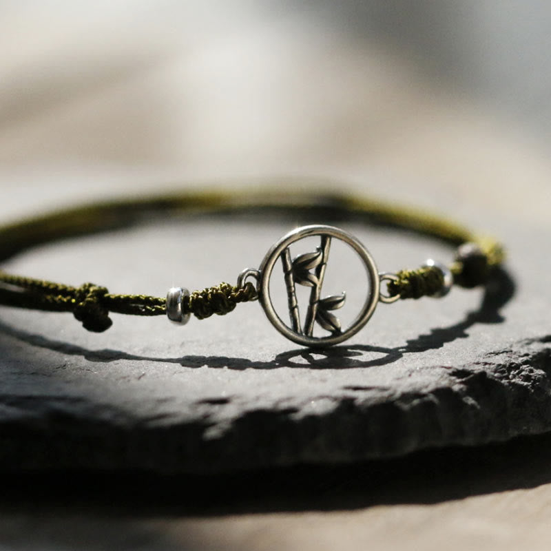 Bracelet porte-bonheur en argent sterling 925 et bambou Buddha Stones
