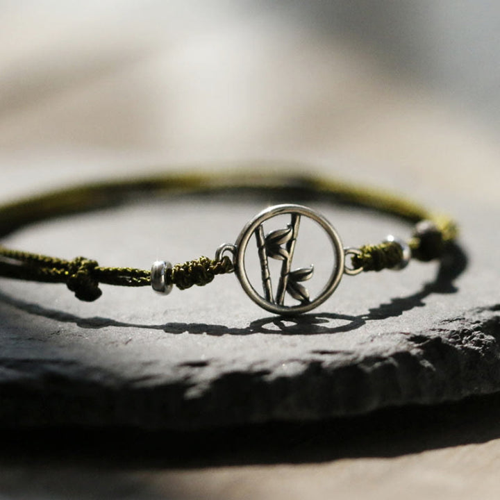 Bracelet porte-bonheur en argent sterling 925 et bambou Buddha Stones
