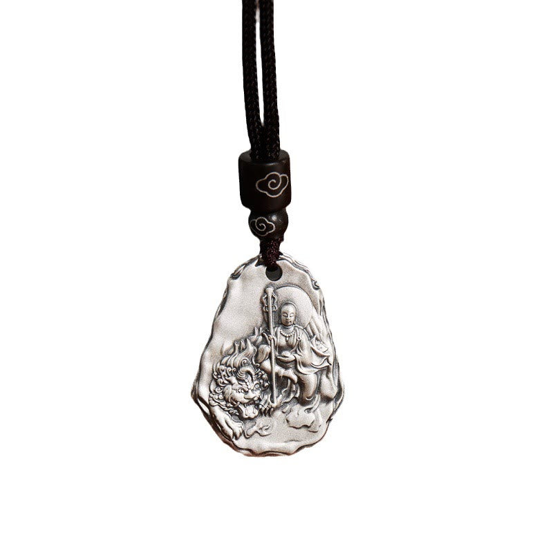 Collier pendentif déesse Zakiram Bouddha Ksitigarbha en argent sterling 999 avec Buddha Stones - image 3