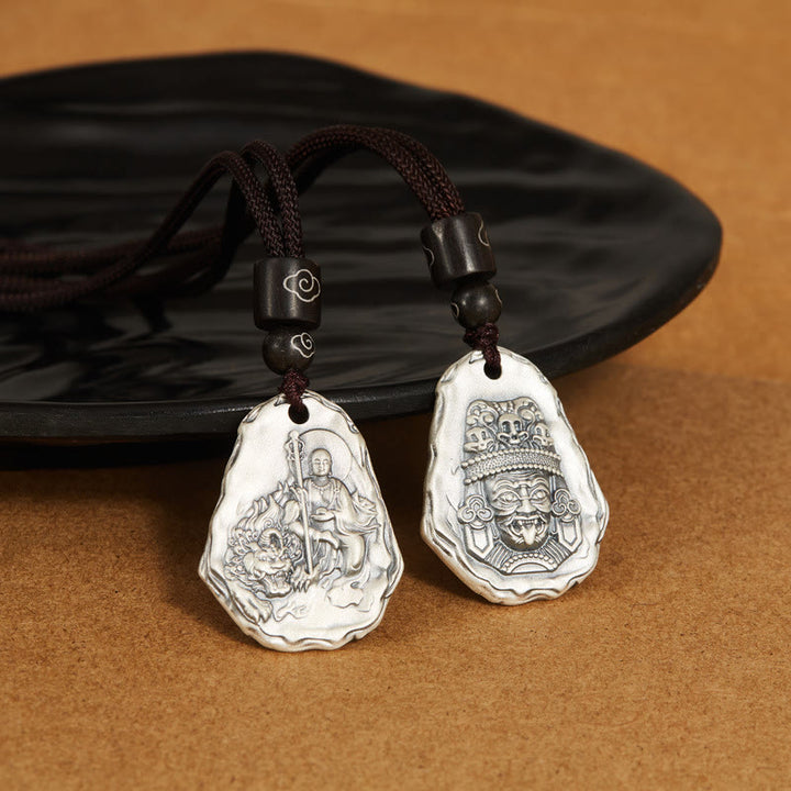 Collier pendentif déesse Zakiram Bouddha Ksitigarbha en argent sterling 999 avec Buddha Stones - image 5