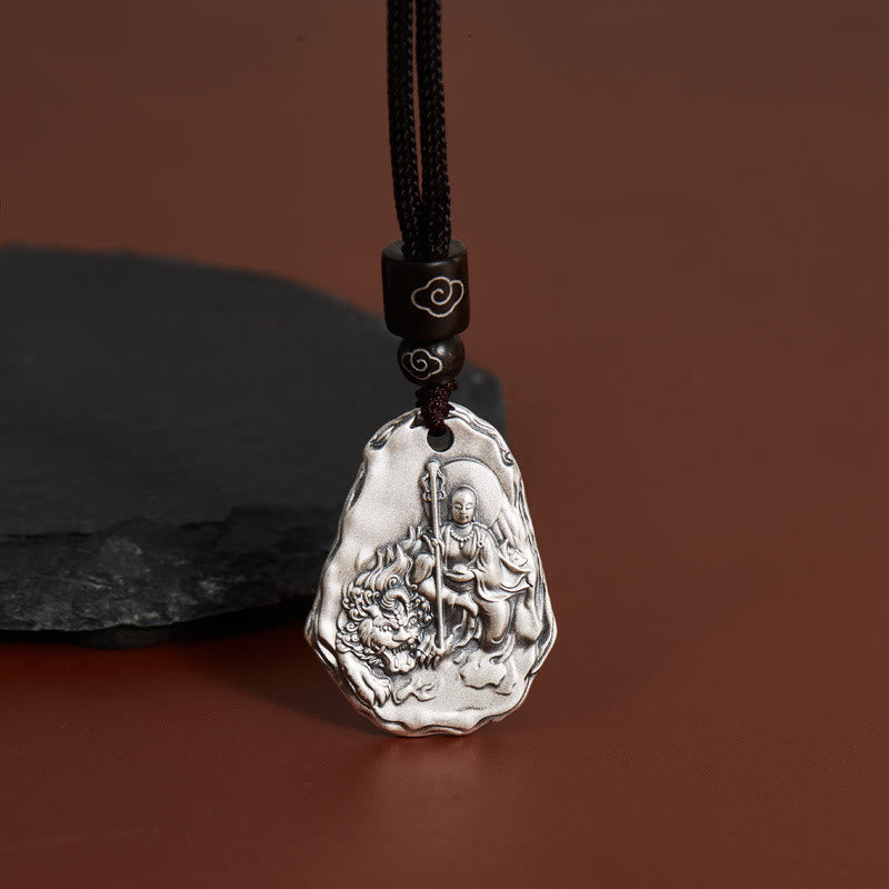 Collier pendentif déesse Zakiram Bouddha Ksitigarbha en argent sterling 999 avec Buddha Stones - Bouddha Ksitigarbha - image 1