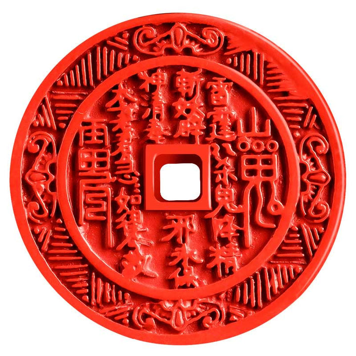 Buddha Stones Cinabre Naturel Fantômes de Montagne Dépenser de l'Argent Bagua Design Collier Pendentif Bénédiction