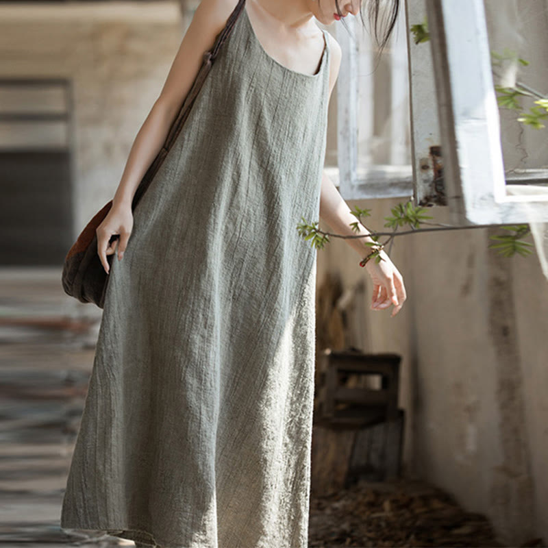 Robe camisole mi-longue d'été en lin teinté à la main avec bretelles spaghetti Buddha Stones - Lin - F (Convient aux pointures US 4-8/10 ; UK/AU 8-12/14 ; EU 36-40/42) - image 17