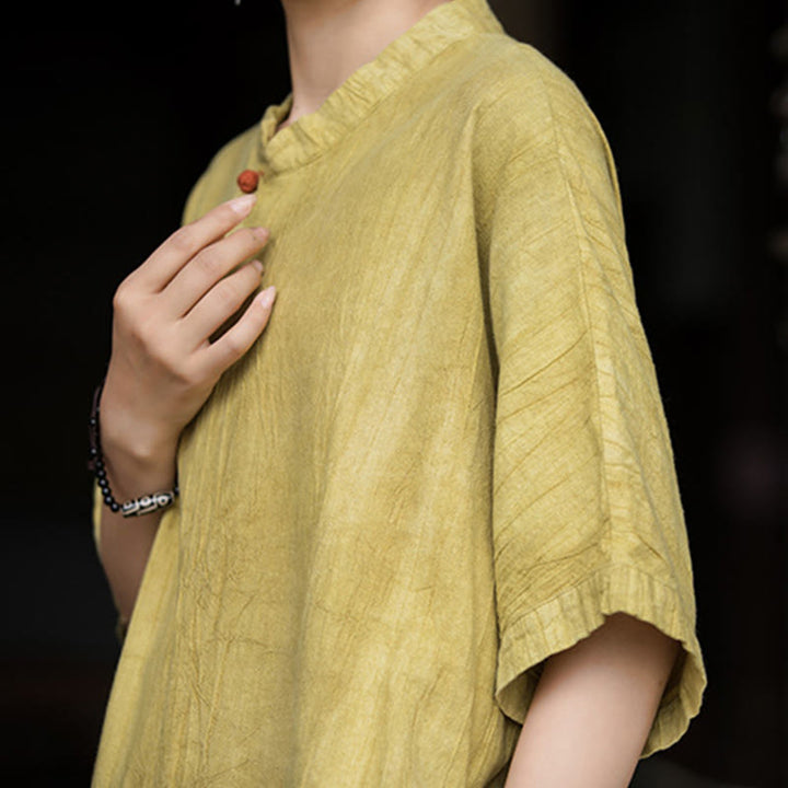 Robe mi-longue en lin ramie teintée à la main Buddha Stones, pantalon à jambe large avec poches - image 10