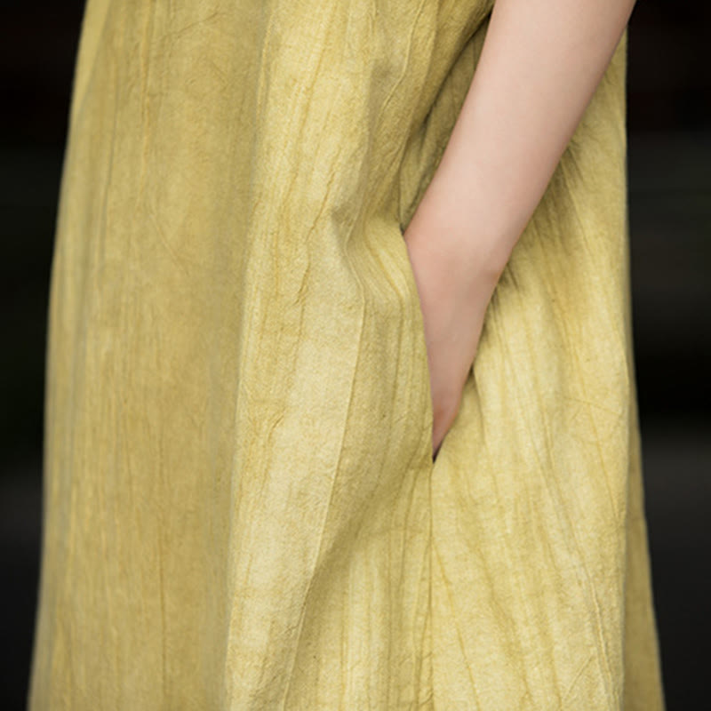 Robe mi-longue en lin ramie teintée à la main Buddha Stones, pantalon à jambe large avec poches - image 11