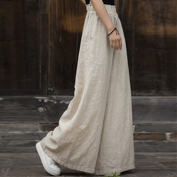Robe mi-longue en lin ramie teintée à la main Buddha Stones, pantalon à jambe large avec poches - image 19