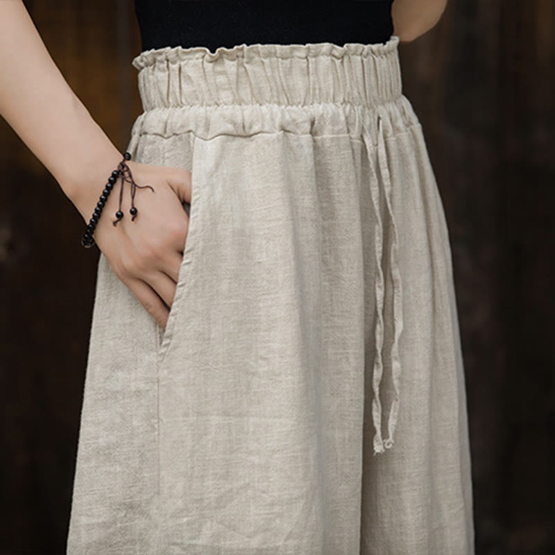 Robe mi-longue à boutons-grenouilles en lin ramie teintée à la main Buddha Stones, pantalon à jambe large avec poches - image 36