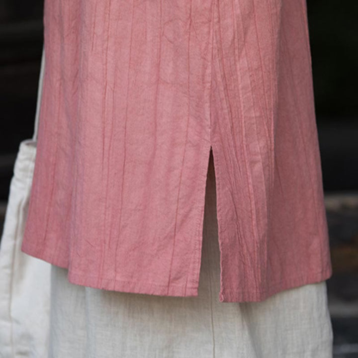 Robe mi-longue à boutons-grenouilles en lin ramie teintée à la main Buddha Stones, pantalon à jambe large avec poches - image 22