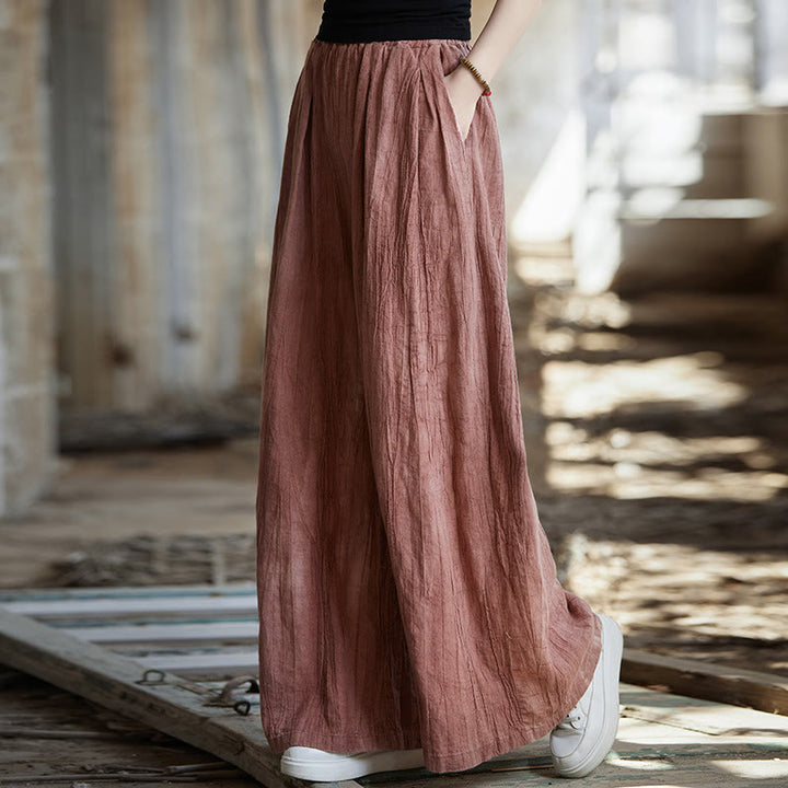 Robe midi sans manches à boutons-grenouillères Buddha Stones Pantalon large en lin ramie avec poches - Pantalon rouge - US4-8/10，UK/AU8-12/14，EU36-40/42 (F) - image 39