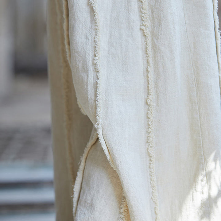 Robe midi sans manches à boutons-grenouillères Buddha Stones Pantalon large en lin ramie avec poches - image 36