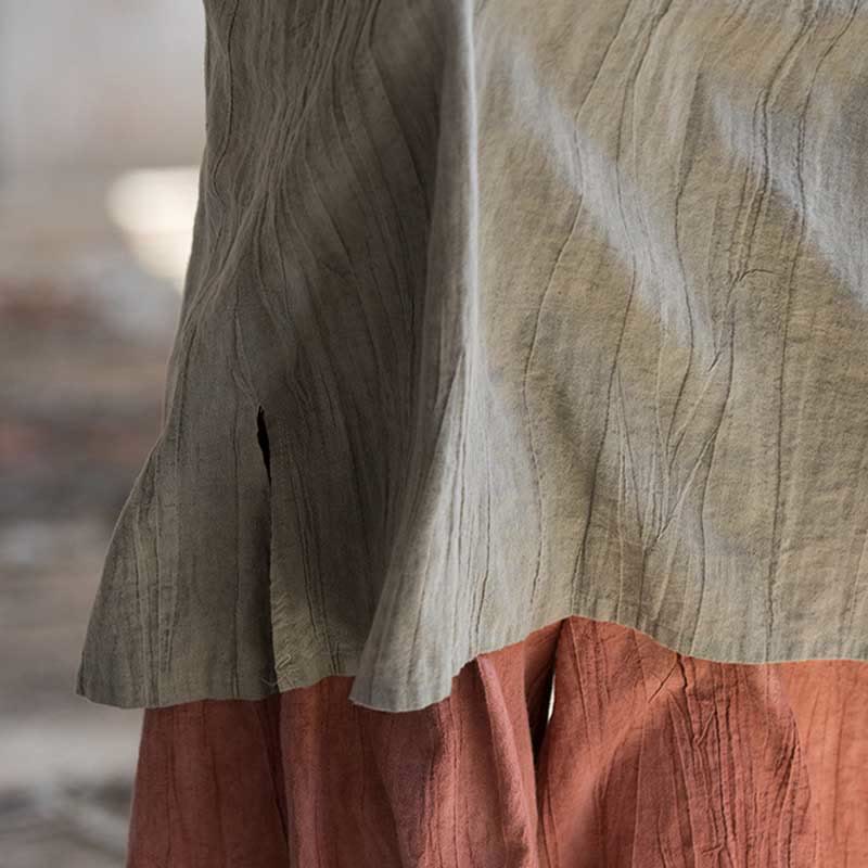 Robe midi sans manches à boutons-grenouillères Buddha Stones Pantalon large en lin ramie avec poches - image 17