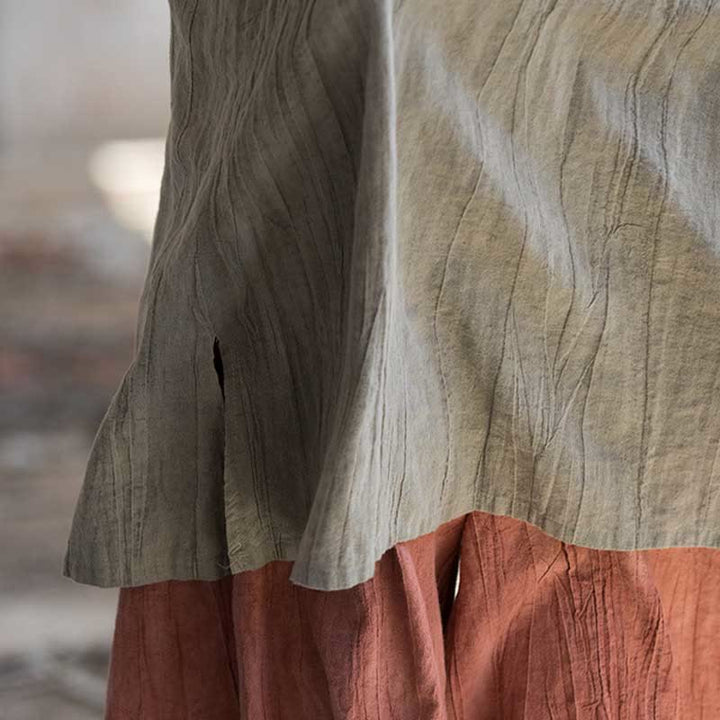 Robe midi sans manches à boutons-grenouillères Buddha Stones Pantalon large en lin ramie avec poches - image 17