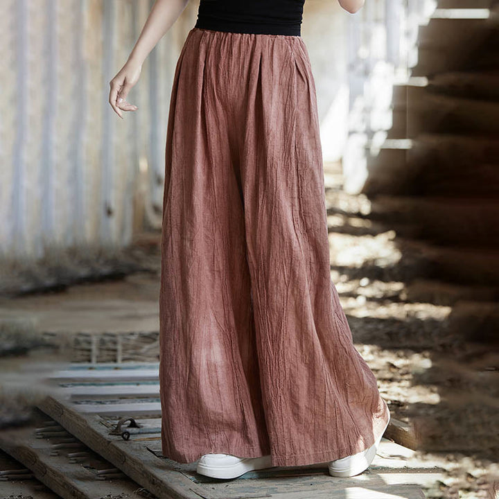 Robe midi sans manches à boutons-grenouillères Buddha Stones Pantalon large en lin ramie avec poches - image 41