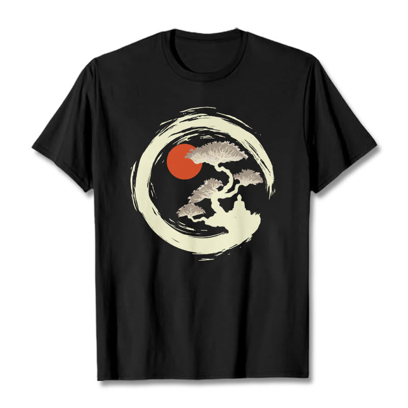 T-shirt Buddha Stones Soleil Rouge Pin Cercle Zen Méditation Bouddha T-shirt - Noir - 2XL - image 1