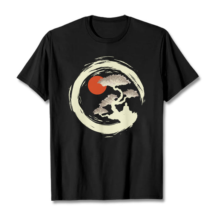 T-shirt Buddha Stones Soleil Rouge Pin Cercle Zen Méditation Bouddha T-shirt - Noir - 2XL - image 1