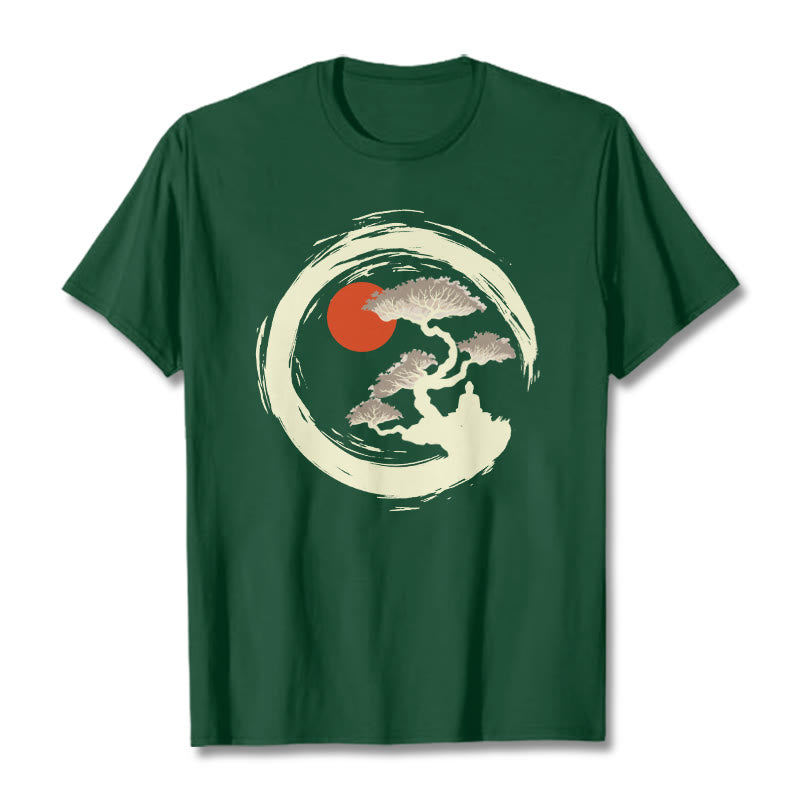 T-shirt Buddha Stones Soleil Rouge Pin Cercle Zen Méditation Bouddha T-shirt - Forêt Verte - 2XL - image 11
