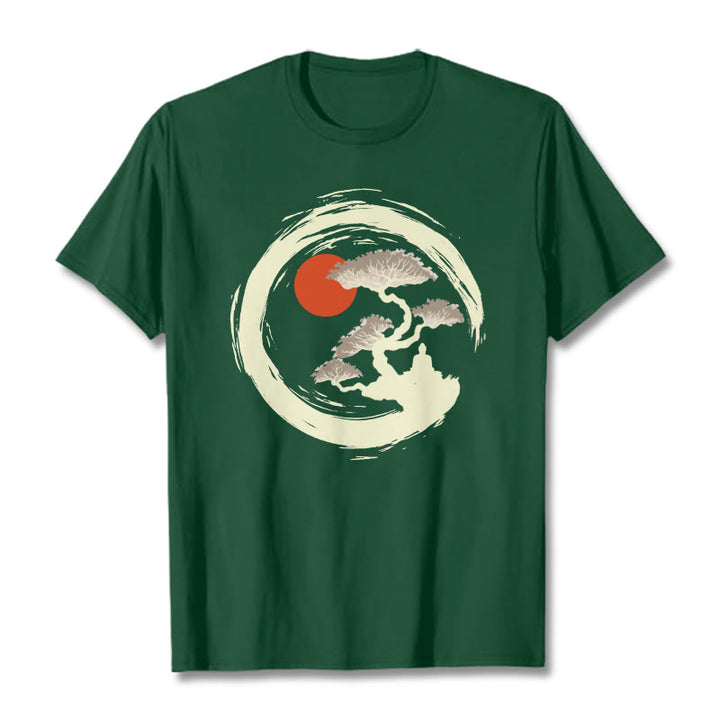 T-shirt Buddha Stones Soleil Rouge Pin Cercle Zen Méditation Bouddha T-shirt - Forêt Verte - 2XL - image 11