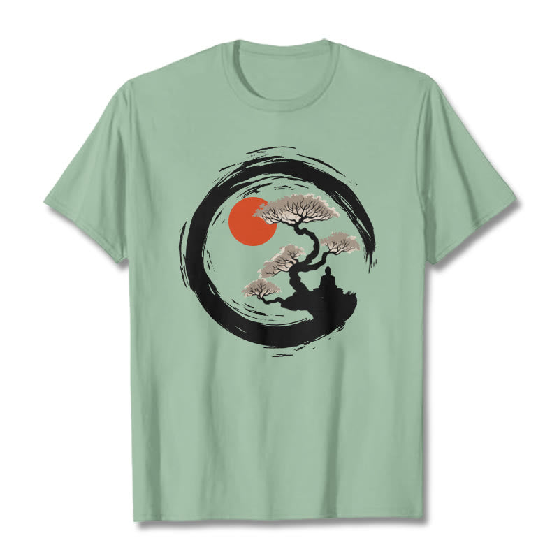 T-shirt Buddha Stones Soleil Rouge Pin Cercle Zen Méditation Bouddha T-shirt - Vert pâle - 2XL - image 15