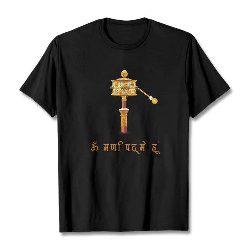 T-shirt avec roues de prière, Buddha Stones, sanskrit OM NAMAH SHIVAYA - Noir - 2XL - image 5