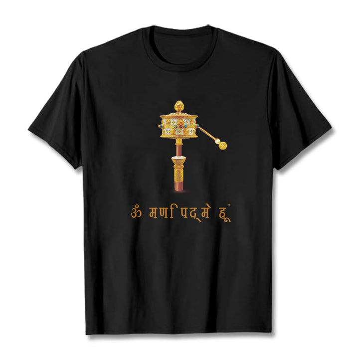 T-shirt avec roues de prière, Buddha Stones, sanskrit OM NAMAH SHIVAYA - Noir - 2XL - image 5