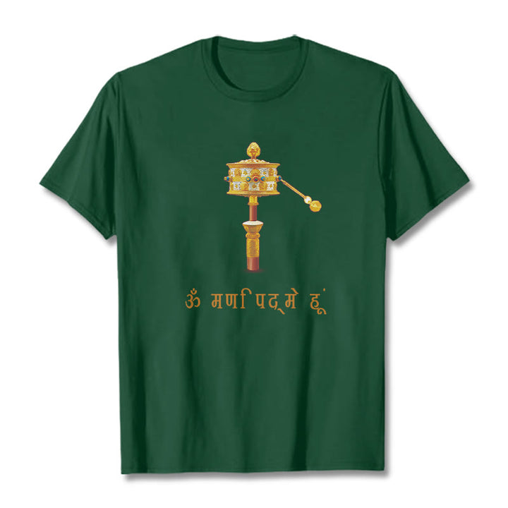 T-shirt avec roues de prière, Buddha Stones, sanskrit OM NAMAH SHIVAYA - Forêt Verte - 2XL - image 11