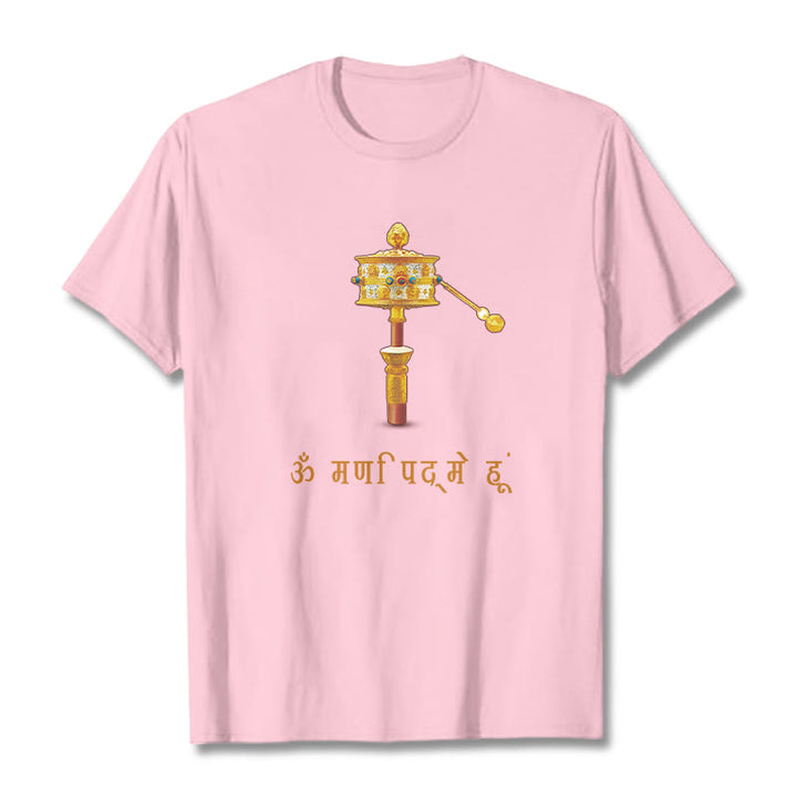 T-shirt avec roues de prière, Buddha Stones, sanskrit OM NAMAH SHIVAYA - Rose clair - 2XL - image 13