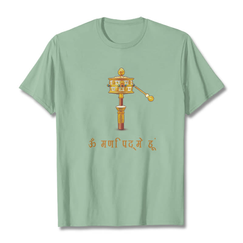T-shirt avec roues de prière, Buddha Stones, sanskrit OM NAMAH SHIVAYA - Vert pâle - 2XL - image 15