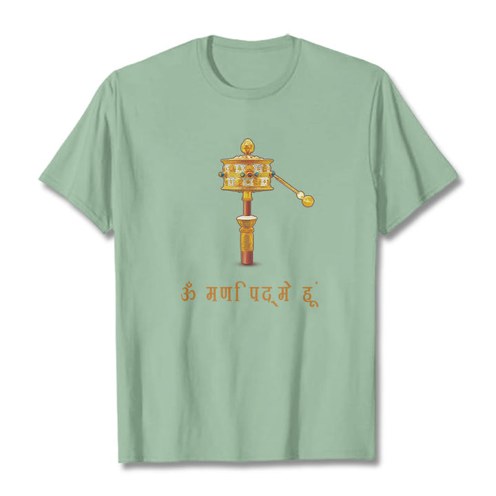T-shirt avec roues de prière, Buddha Stones, sanskrit OM NAMAH SHIVAYA - Vert pâle - 2XL - image 15